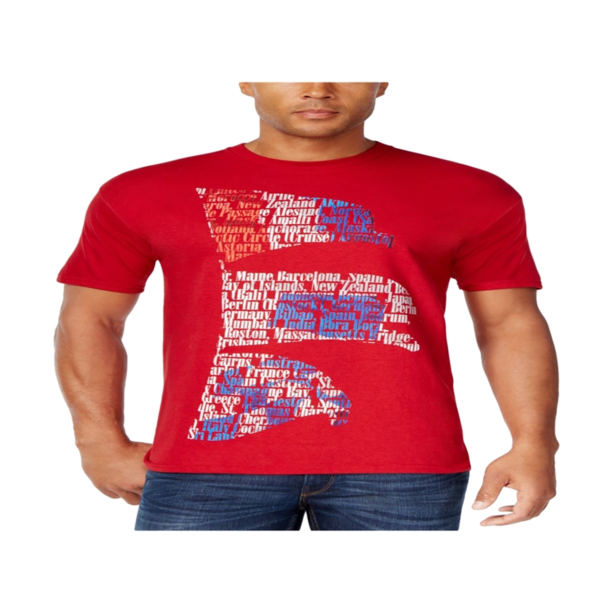 Club Room Mens Country Flag Graphic T-Shirt, Red, Medium