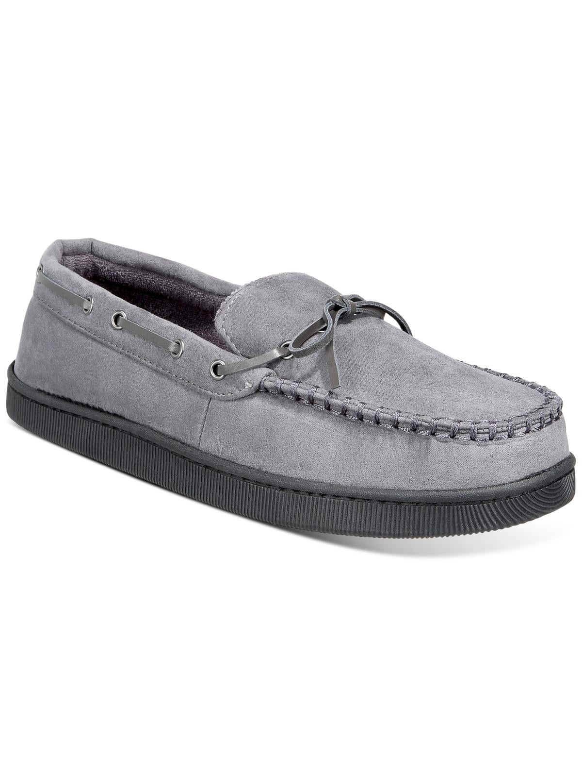 mens grey moccasin slippers