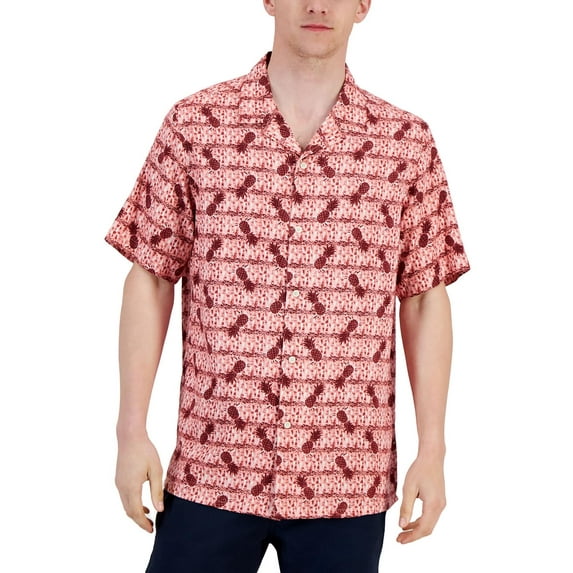 Club Room Mens Elevated Collar Printed Button-Down Shirt