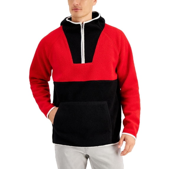 Club Room Mens Fleece Hoodie 3/4 Zip Pullover