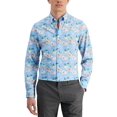thumbnail image 1 of Club Room Mens Slim Fit 4 Way Stretch Tropical Dress Shirt Blue Orange S, 1 of 2