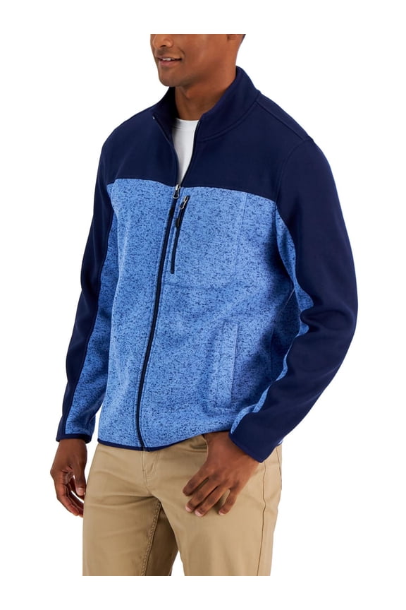 Mens Full Zip Colorblock Fleece Jacket