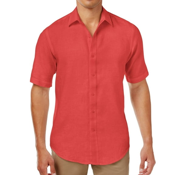 Club Room Mens Garment Dyed Button Up Shirt, Red, Small