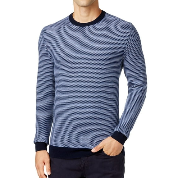 Club Room Mens Geo Jacquard Pullover Sweater, Blue, Large