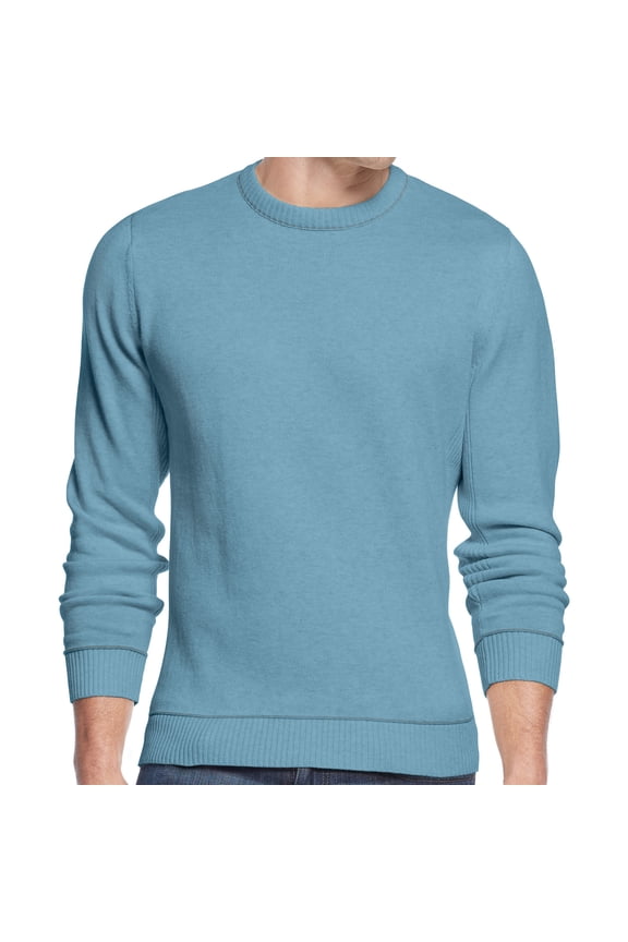 Mens Heather Cotton Crew Neck Sweater (4XLarge Tall, Parisian Blue)