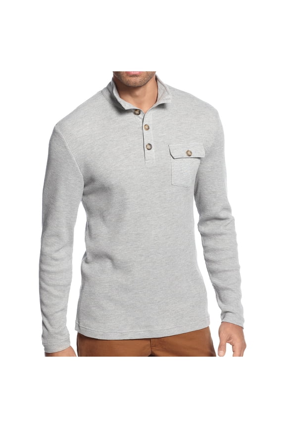 Mens Heather Mock Neck Sweater (XLarge, Light Gray Heather)