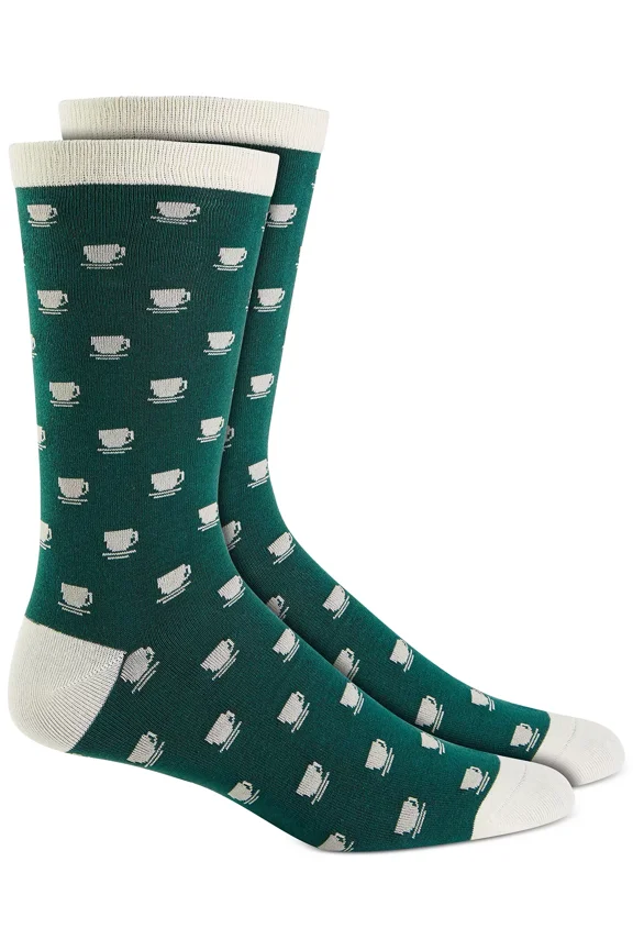 Mens Holiday Coffee Cup Socks, Green