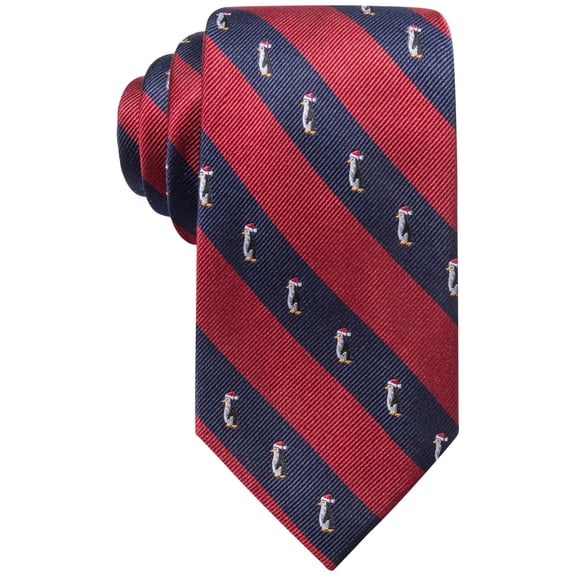 Club Room Mens Holiday Stripe Self-tied Necktie, Red, One Size