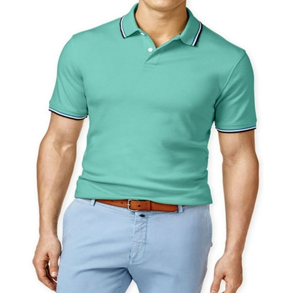 Club Room Mens Interlock Tipped Polo Shirt, Green, XXX-Large