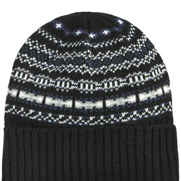 Club Room Mens Isle Knit Beanie Hat, Black, One Size
