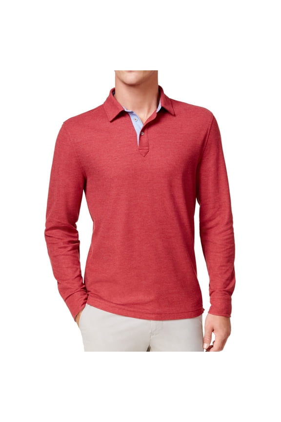 Mens LS Performance Polo Shirt, Red, Small