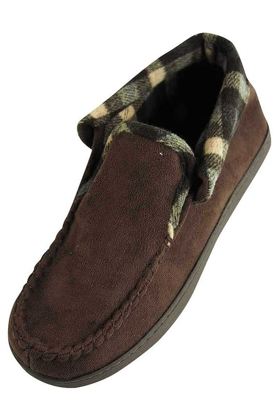 Mens Loafers Slippers Adult Male Bootie Moccasins Brown M