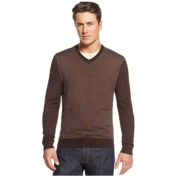 Club Room Mens Merino Wool Herringbone Pullover Sweater, Brown, Big & Tall, Big 3X