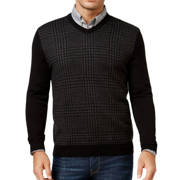 Club Room Mens Merino Wool Knit Sweater, Black, Large