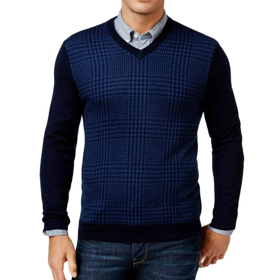 Club Room Mens Merino Wool Knit Sweater, Blue, X-Large