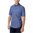 thumbnail image 1 of Club Room Mens Mirco-Check Button Up Shirt, Blue, Small, 1 of 2