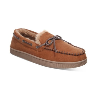 Club Room Mens Regular fit Moccasin Slippers Shoes Small Brown