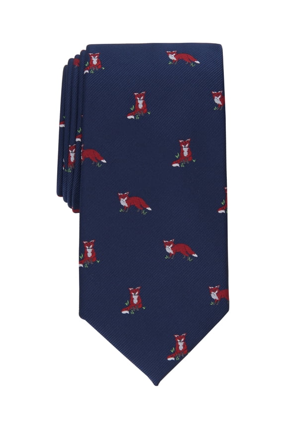 Mens Necktie Fox Print Tie Navy