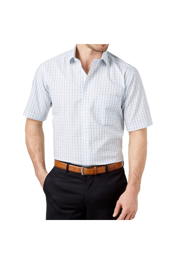 Mens Performance Button Down Dress Shirt, Blue, 14