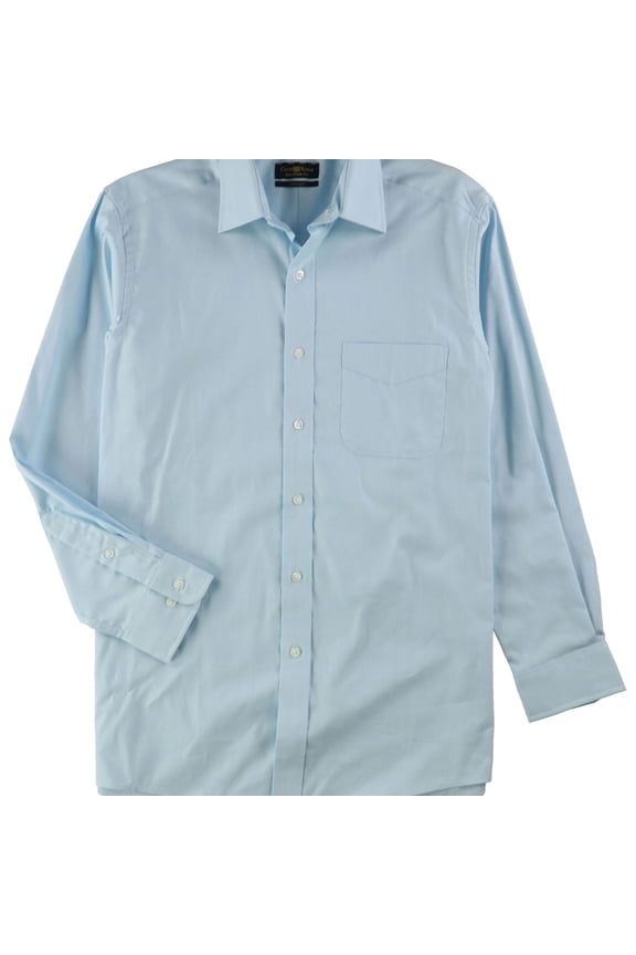 Mens Pinpoint Button Down Dress Shirt, Blue, 15" Neck 32"-33" Sleeve