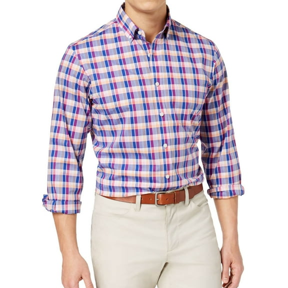 Club Room Mens Plaid Button Up Shirt, Multicoloured, Small