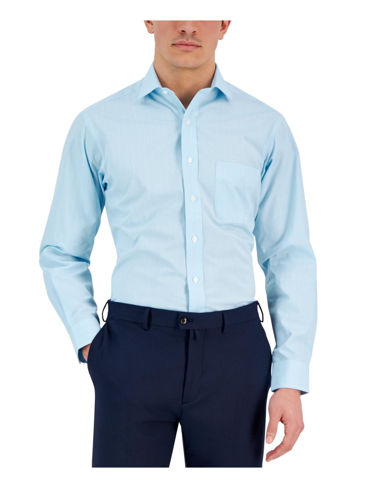 Chemise Club Room Homme – Carreaux Turquoise/Bleu/Blanc – Manches Longues – Taille L – NEUF étiquettes