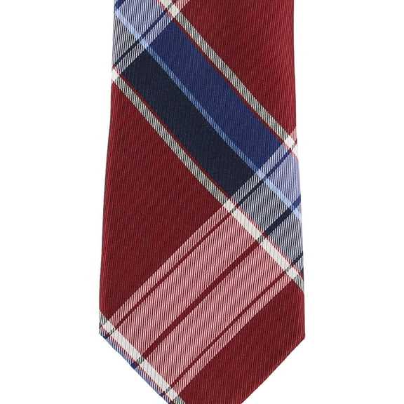 Club Room Mens Plaid Self-tied Necktie, Red, One Size