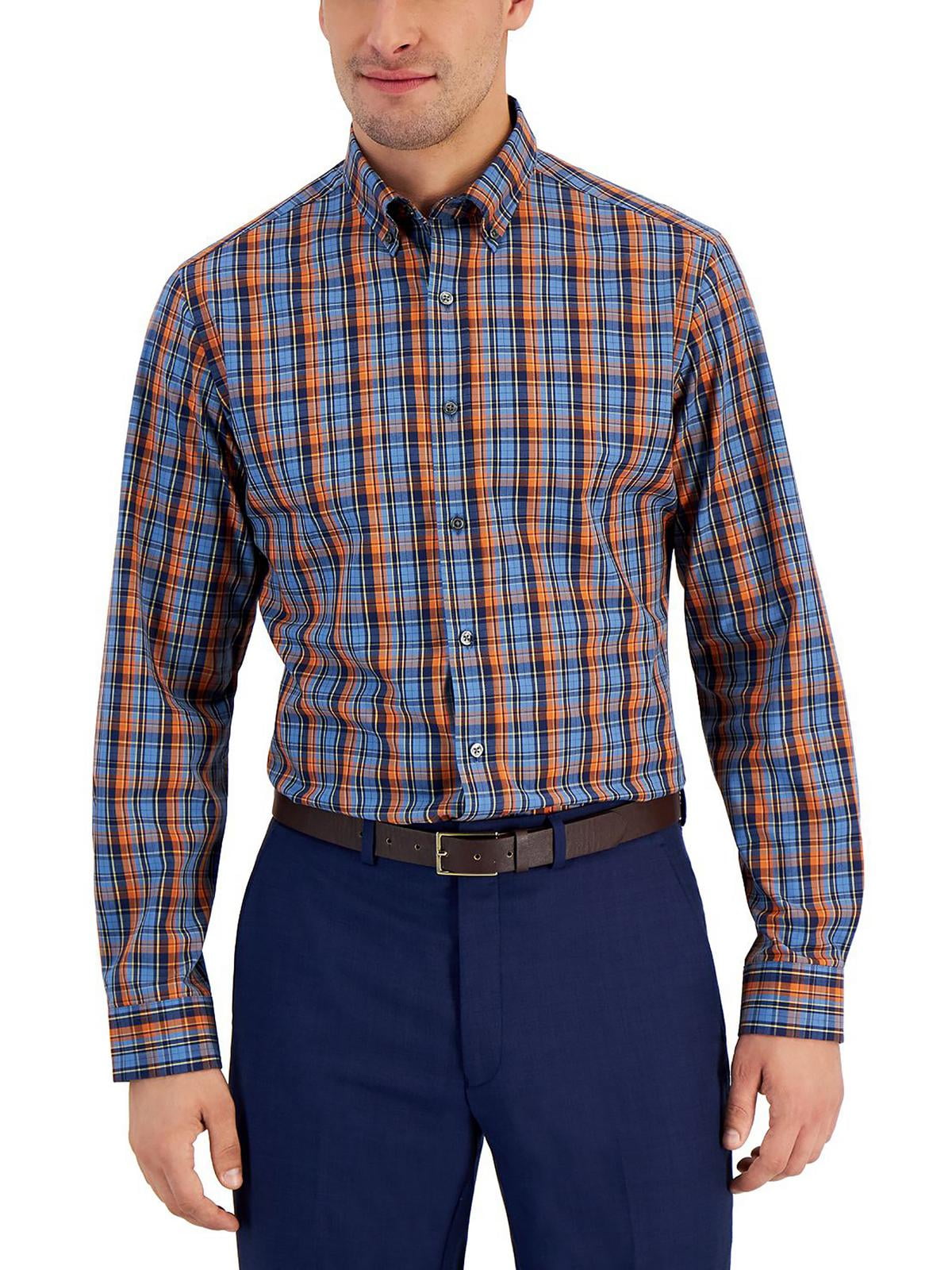Club Room Mens Regular Fit Brushed Plaid Shirt Red Size Large main image 0