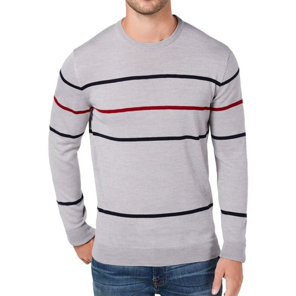 Club Room Mens Pop Stripe Pullover Sweater, Grey, XXX-Large