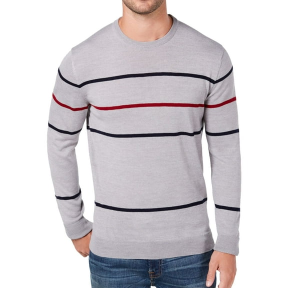 Club Room Mens Pop Stripe Pullover Sweater, Grey, XXX-Large