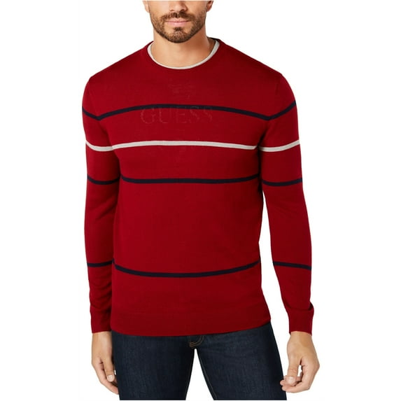 Club Room Mens Pop Stripe Pullover Sweater, Red, Large