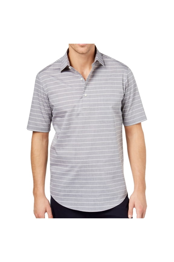 Mens Popover Polo Shirt, Grey, Large