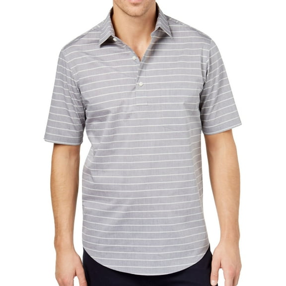 Club Room Mens Popover Polo Shirt, Grey, Small