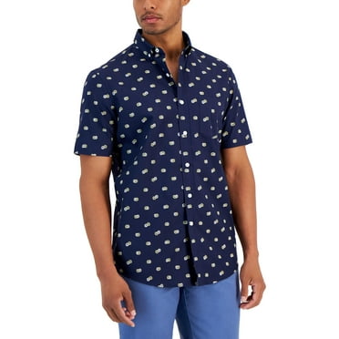 Club Room Mens Printed Cotton Button-Down Shirt