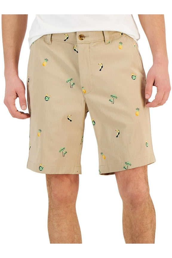 Mens Printed Cotton Flat Front