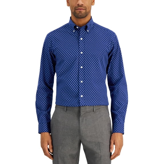 Club Room Mens Printed Slim Fit Dress Shirt