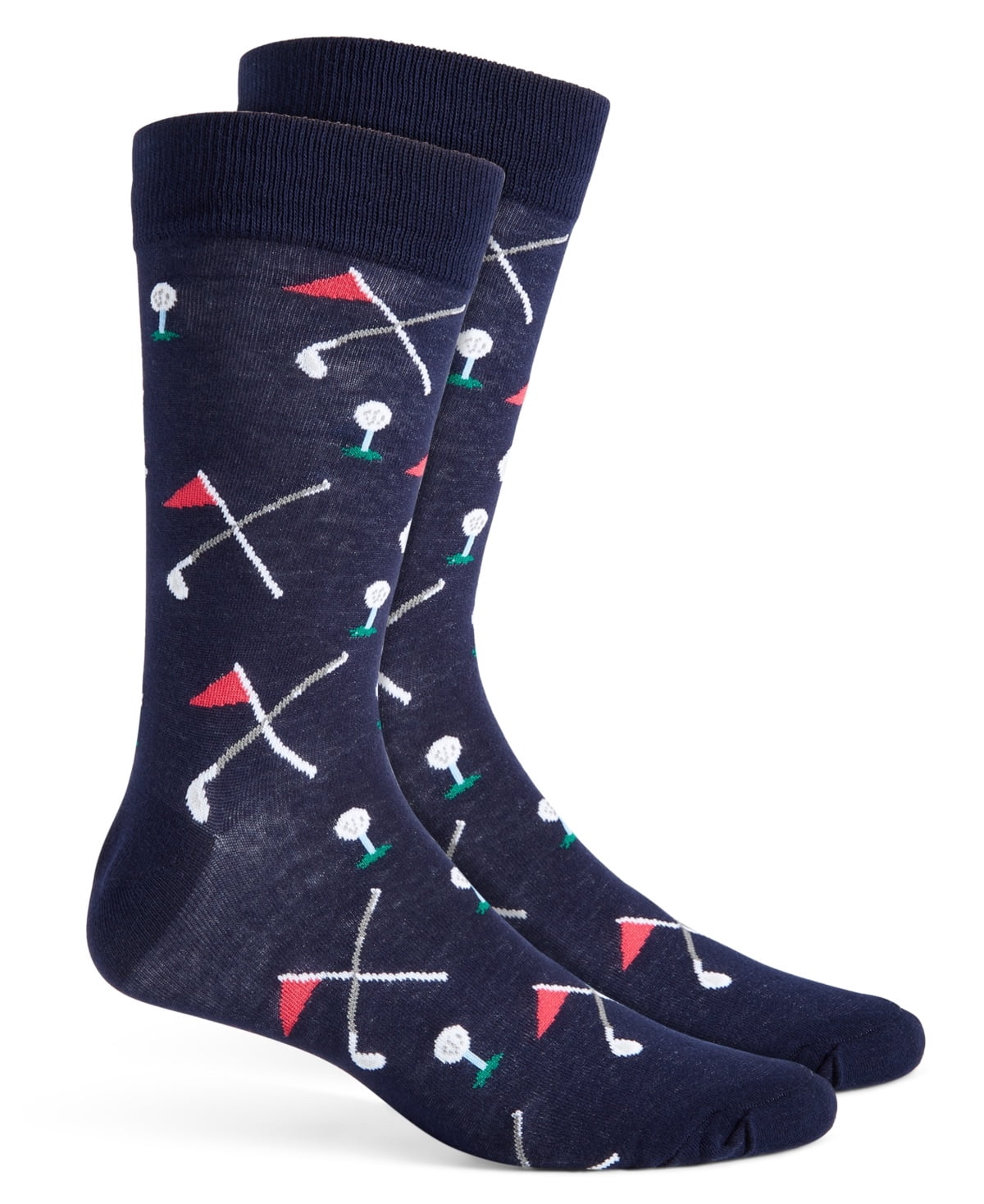 club room dress socks Club Room Men's Green Black Graphic 6 Pair Holiday Crew Dress Socks Size 8-13