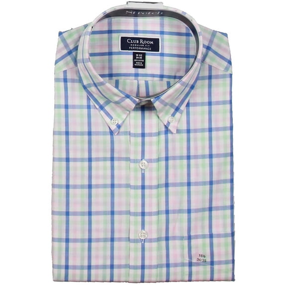 Club Room Mens Regular Fit Gingham Dress Shirt
