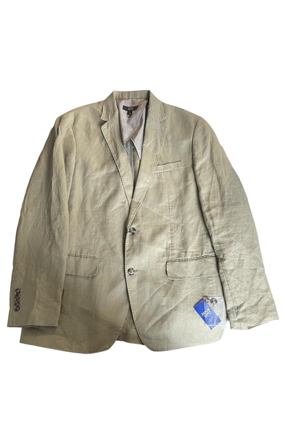 Mens Regular fit Luxury Linen Sport Coat Large Olive Solid Stretch