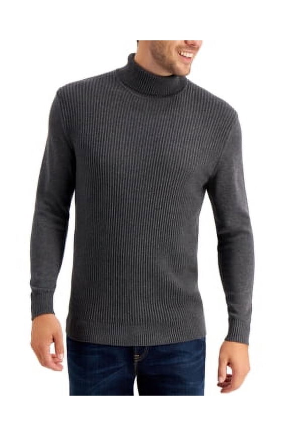 Mens Regular fit Turtleneck Sweater Medium Grey Solid