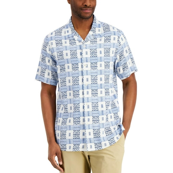 Club Room Men's Tribal Etch Shirt White Size Small