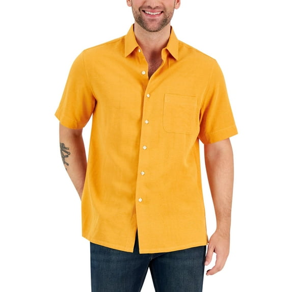 Club Room Mens Silk Woven Button-Down Shirt