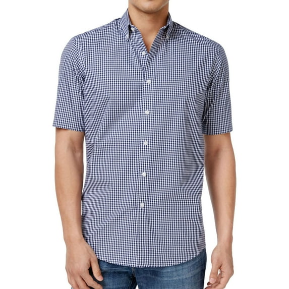 Club Room Mens Skylark Button Up Shirt, Blue, Small