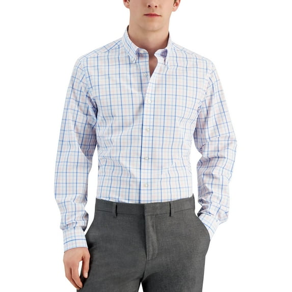 Club Room Mens Slim Fit Plaid Button-Down Shirt