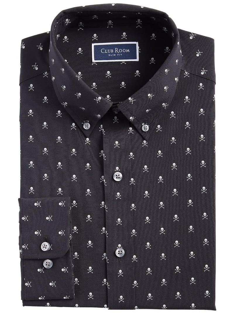 Club Room Mens Slim Fit Skull Print Button-Down Shirt Club Room Mens Slim Fit Skull Print Button-Down Shirt