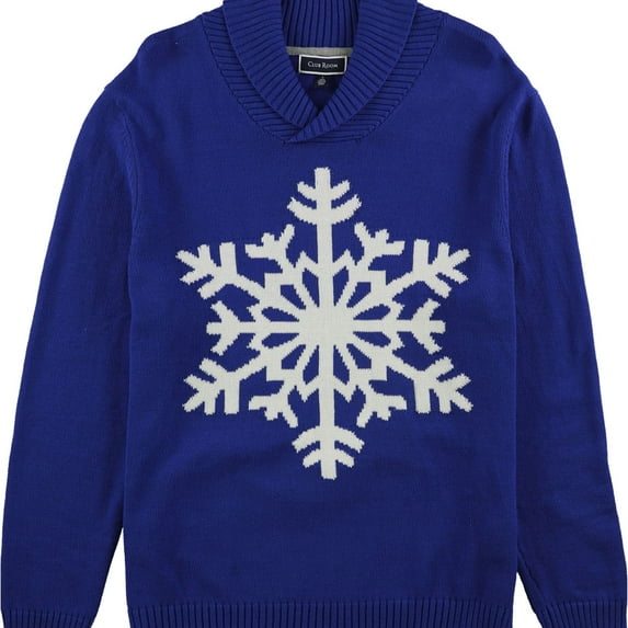 Club Room Mens Snowflake Pullover Sweater, Blue, Large