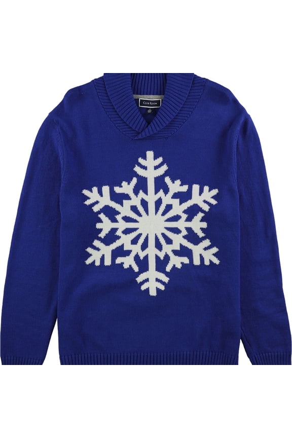 Mens Snowflake Pullover Sweater, Blue, X-Large