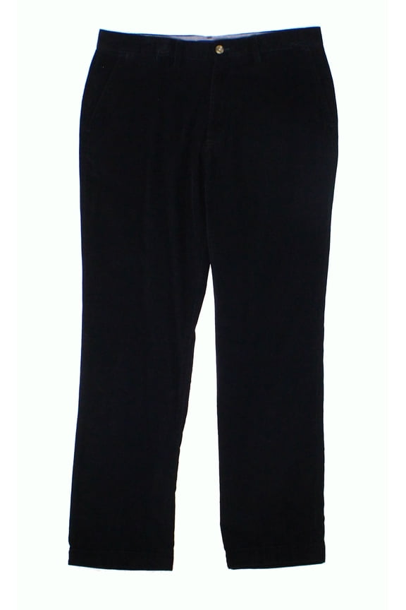 Mens Solid Casual Corduroy Pants, Black, 32W x 32L