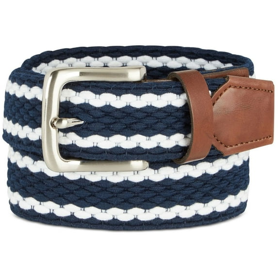 Club Room Mens Stretch Braided Belt, Blue, Small