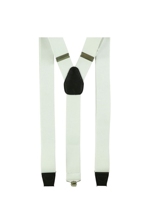 Mens Stretch Medium Suspenders, White, One Size